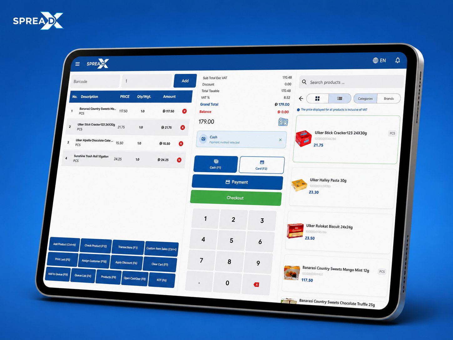 SpreadX Invoicing screen